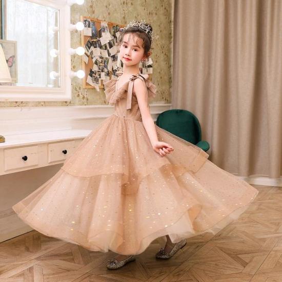 Romantic V-neck Tulle Fluffy Princess Girl Dress_3