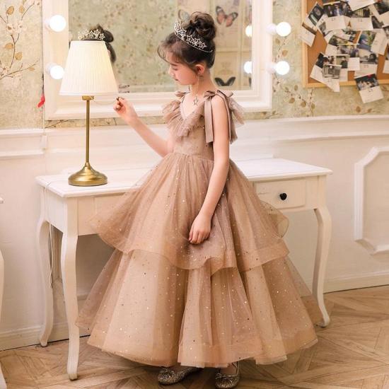 Romantic V-neck Tulle Fluffy Princess Girl Dress_4