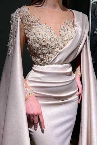 Chic Red Sleeved Mermaid Evening Gown | Long Lace Prom Dress Cheap_5