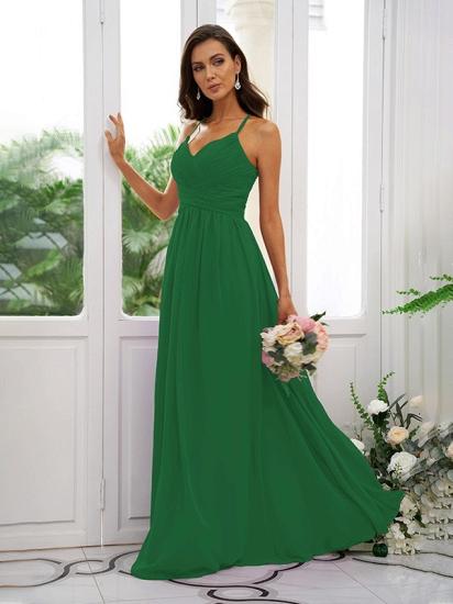 Lilac Chiffon V-Neck Spaghetti Straps Bridesmaid Dresses Simple_16