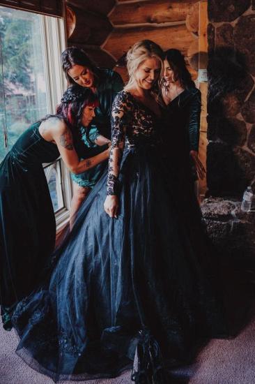 Lace V-Neck Wedding dresses | Elegant Wedding Dresses Black_7