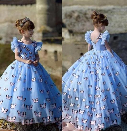 Chic Ruffled Cuff Fluffy Girl Dress With Manual Butterfly | Girl Beauty Pageant Dress_3