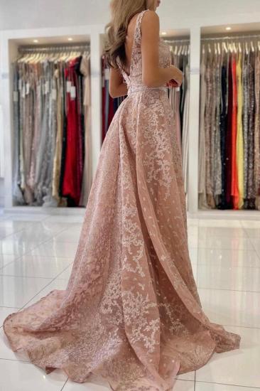 V-Neck Sleeveless A-line Prom Dresses Elegant_3