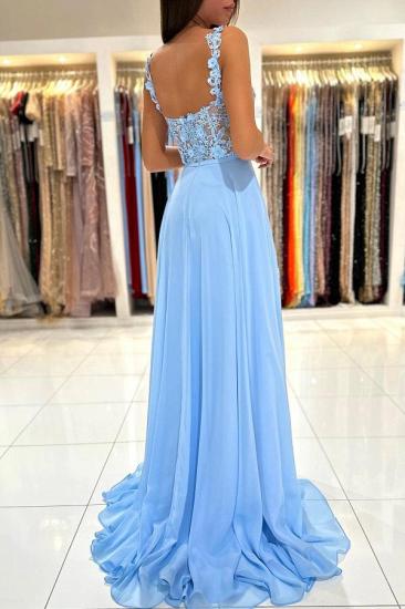 Sweetheart Floor-length Tulle Slit Prom Dress with Flowers_8