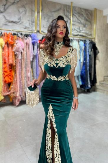 Long Velvet Halter Mermaid Evening Gown | Designer Ball Dresses_3