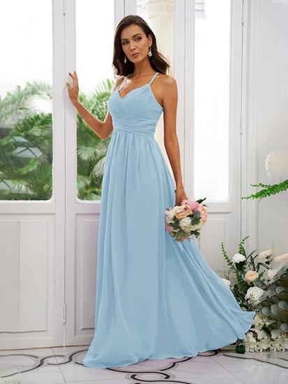 Lilac Chiffon V-Neck Spaghetti Straps Bridesmaid Dresses Simple_38
