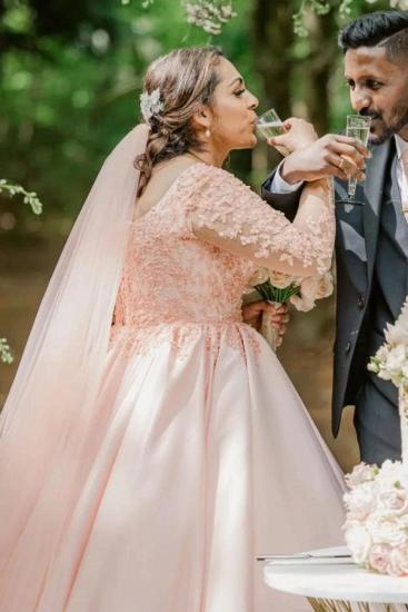 Pink Princess Elegant Wedding Dress | Lace Sleeve Wedding Dress_3