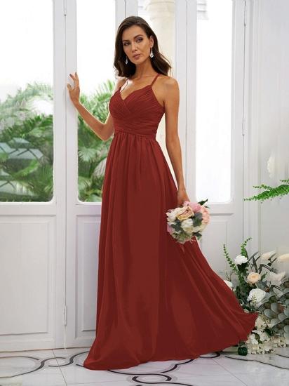 Lilac Chiffon V-Neck Spaghetti Straps Bridesmaid Dresses Simple_36