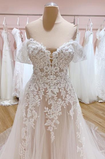 Gorgeous card shoulder tulle wedding dress | A-line lace wedding dress_3