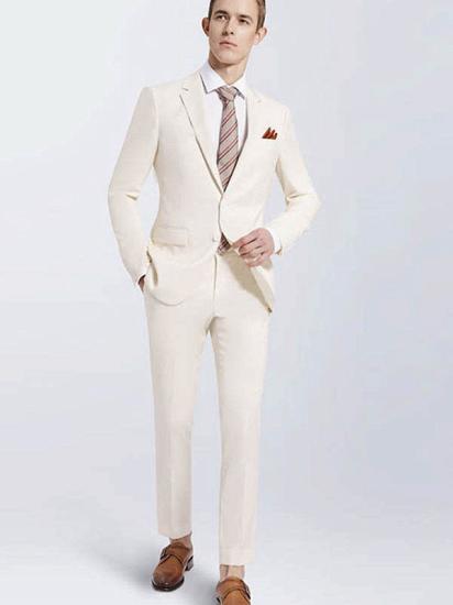 Modern Cream Slim Fit Double Breasted Prom Men's Suit | Men's Notched Lapel Blazer