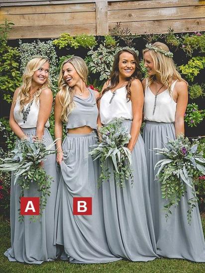 A-line/sleeveless V-neck Chiffon Long Bridesmaid Dress