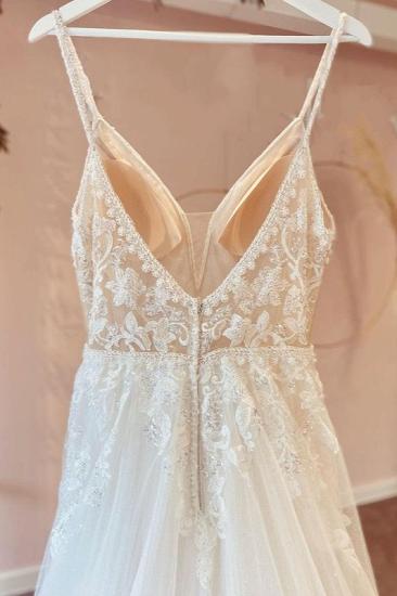 Elegant Tulle Lace Wedding Dress | Aline Long Bridal Gown with Sleeves_4