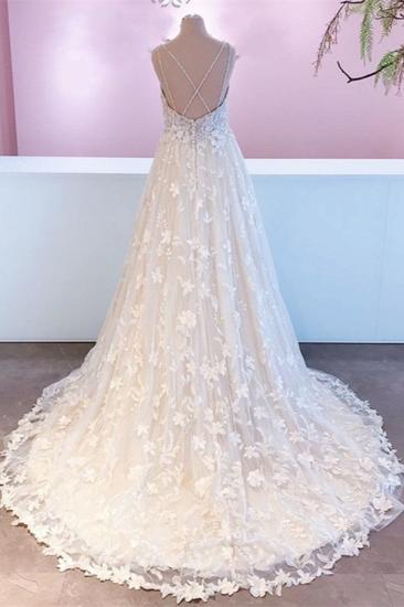 Romantic One Line Lace Trailing Applique Wedding Dress | Shop Wedding Dresses Online_2