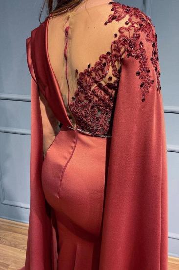 Chic Red Sleeved Mermaid Evening Gown | Long Lace Prom Dress Cheap_3