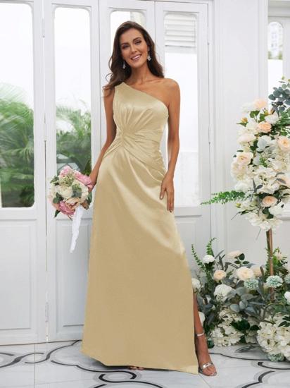 One Shoulder Dark Green Long Bridesmaid Dresses | Simple Bridesmaid Dress_7