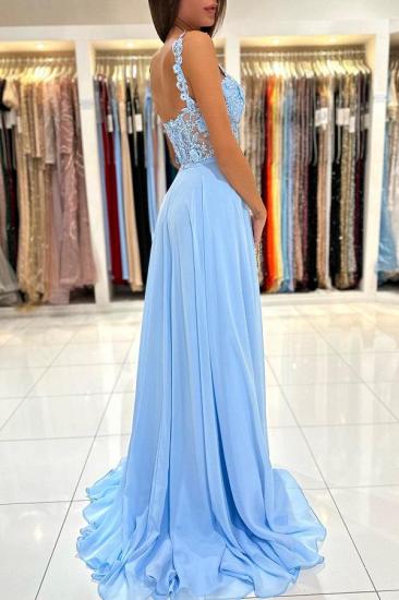 Sweetheart Floor-length Tulle Slit Prom Dress with Flowers_5