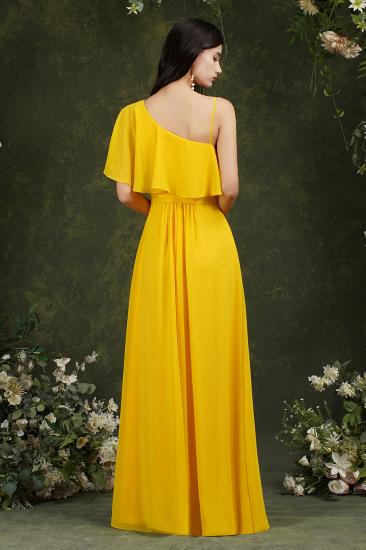 One Shoulder Pleated Front Slit Bridesmaid Dress_6