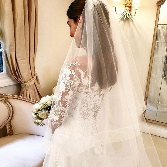Cheap Off-the-shoulder Long Sleeve Floor-length Lace Wedding Dress_3