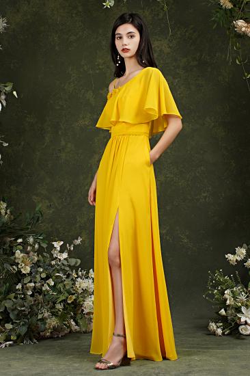 One Shoulder Pleated Front Slit Bridesmaid Dress_2