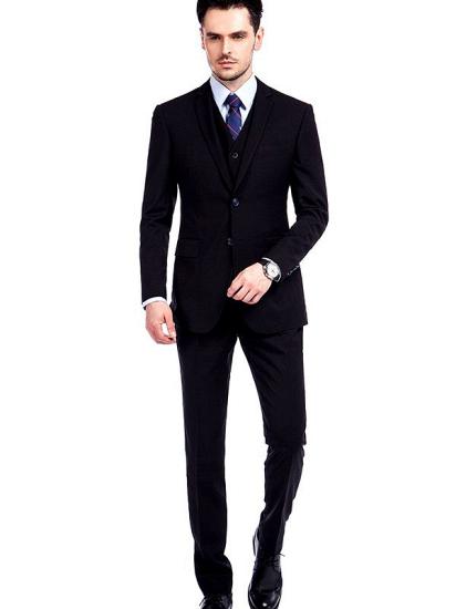 Modern Men's Plain Black Three-Piece Suit | Black Men's Business Suit