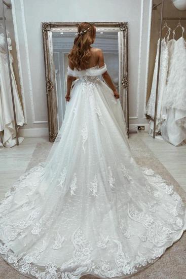 One Line Shoulder Lace Wedding Dress With Train