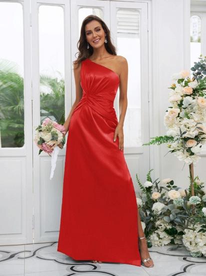 One Shoulder Dark Green Long Bridesmaid Dresses | Simple Bridesmaid Dress_23