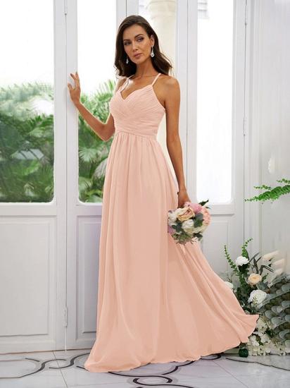 Lilac Chiffon V-Neck Spaghetti Straps Bridesmaid Dresses Simple_32
