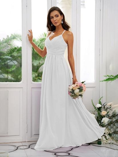 Lilac Chiffon V-Neck Spaghetti Straps Bridesmaid Dresses Simple_46
