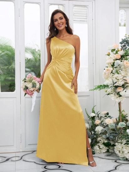 One Shoulder Dark Green Long Bridesmaid Dresses | Simple Bridesmaid Dress_15