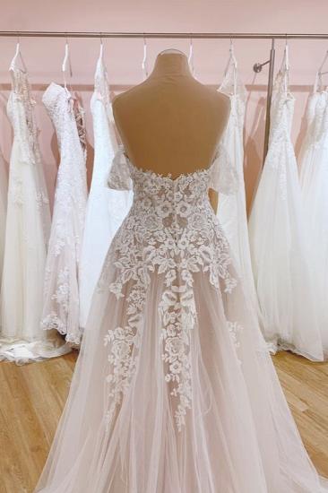 Gorgeous card shoulder tulle wedding dress | A-line lace wedding dress_4