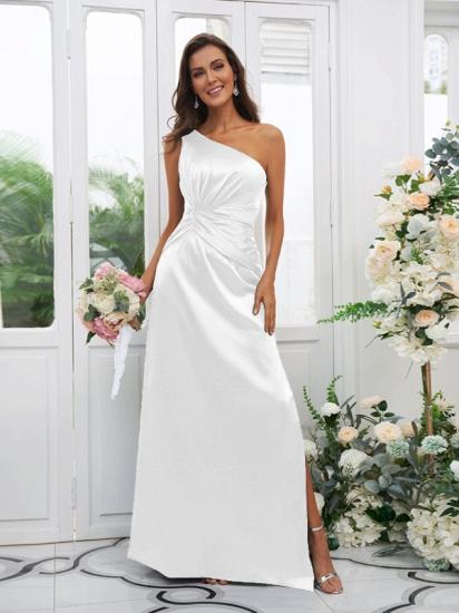 One Shoulder Dark Green Long Bridesmaid Dresses | Simple Bridesmaid Dress_29