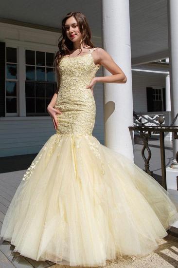 Simple Spaghetti Strap Backless Mermaid Lace Prom Dress｜Long Sequined Evening Dress