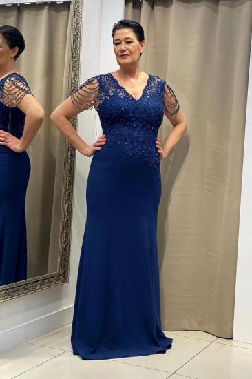 A-Line V-Neck And Floor-Length Lace Mother-Of-The-Bridal Gown