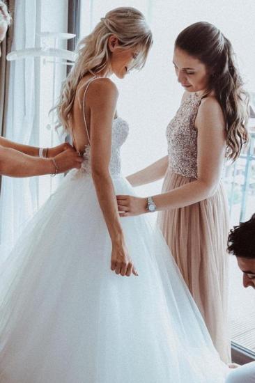 Simple A-line Sweetheart Sleeveless Lace Wedding Dress_3