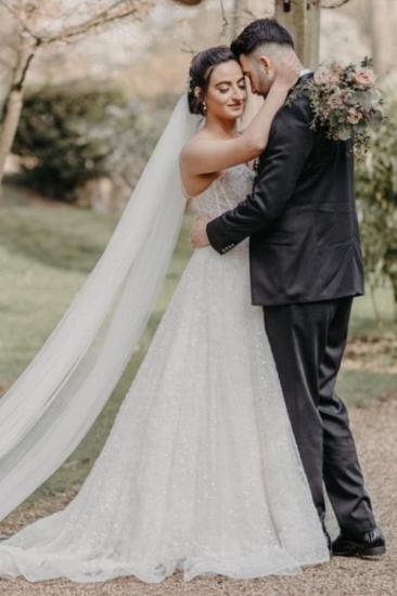 A Word Sequined White Wedding Dress With Belt | Sleeveless Wedding Dress_2