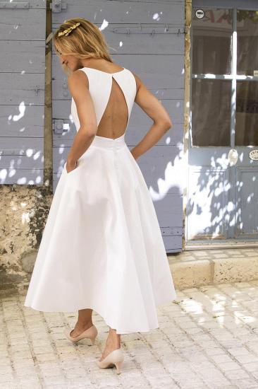 Chic Satin V Neck Tea Long Sleeveless Evening Gown With Side Pockets Everyday Wear Gown_2
