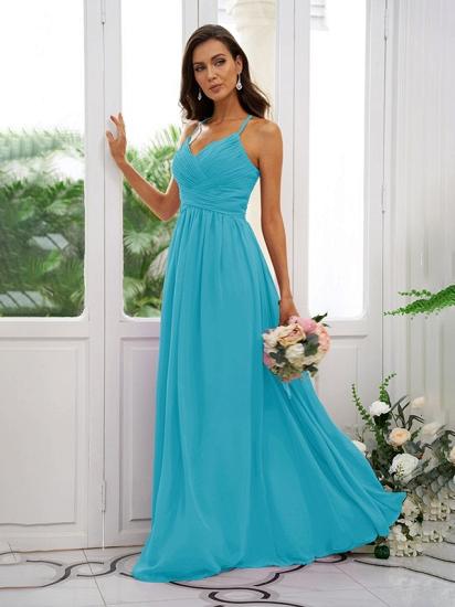 Lilac Chiffon V-Neck Spaghetti Straps Bridesmaid Dresses Simple_33