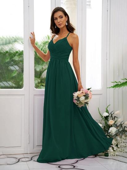 Lilac Chiffon V-Neck Spaghetti Straps Bridesmaid Dresses Simple_12