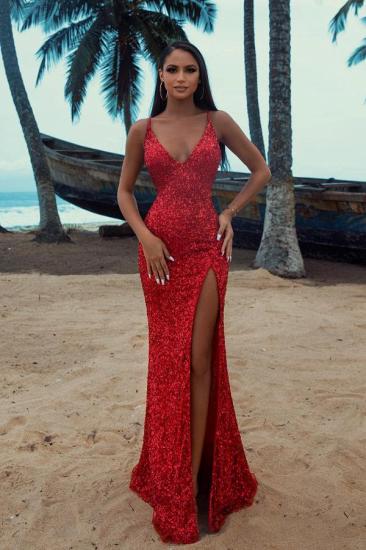 Sexy Sequin Mermaid Ball Dress V-neck Slim evening dress