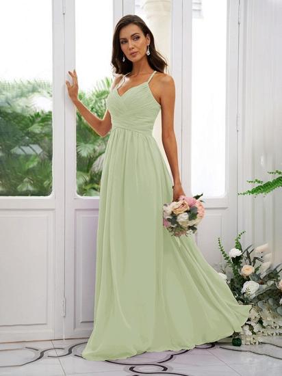 Lilac Chiffon V-Neck Spaghetti Straps Bridesmaid Dresses Simple_15