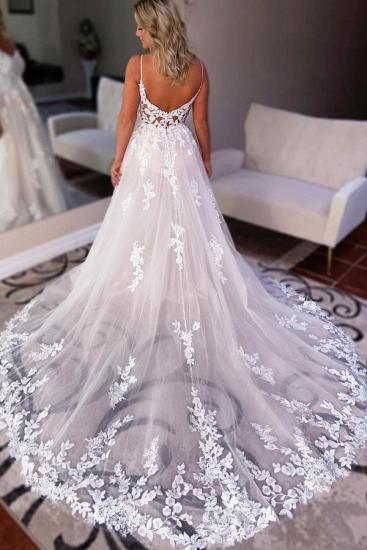 Lace Court Train A-line Simple Wedding dresses_2