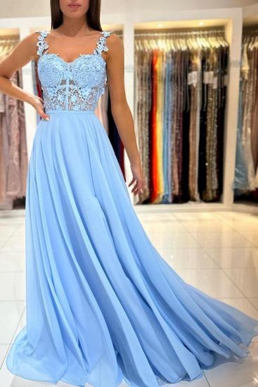 Sweetheart Floor-length Tulle Slit Prom Dress with Flowers_9