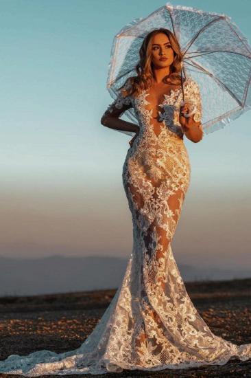 Sexy Mermaid Lace Short Sleeve Wedding Dress | Short Sleeve Slim Fit Wedding Dress