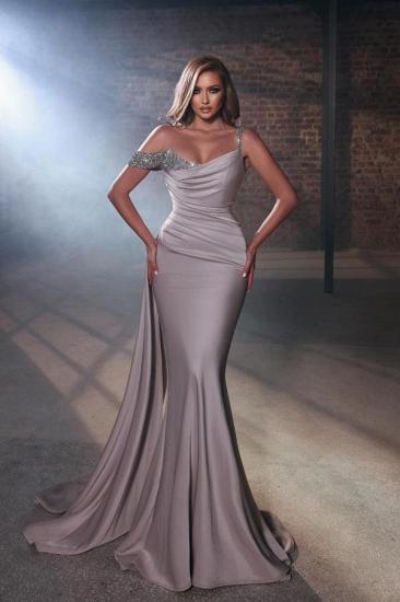 Chiffon, Rhinestone, Floor-Length, One Shoulder, Sleeveless, Mermaid, EveningDresses, Quinceanera, Sexy, Chic, Vintage