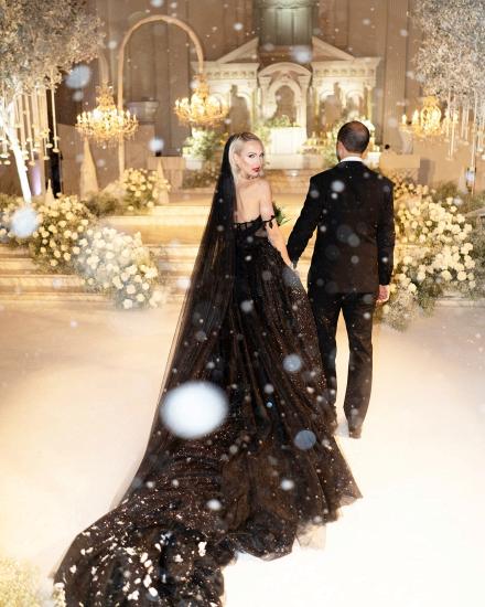 Black Heart Neckline Sleeveless Lace Wedding Dress | Lace A-Line Wedding Dress_2