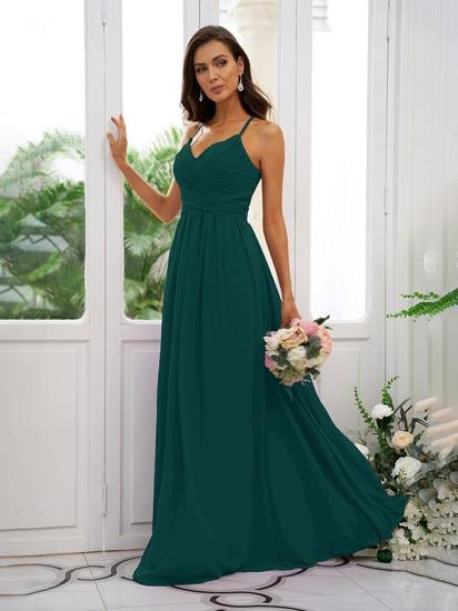 Lilac Chiffon V-Neck Spaghetti Straps Bridesmaid Dresses Simple_31