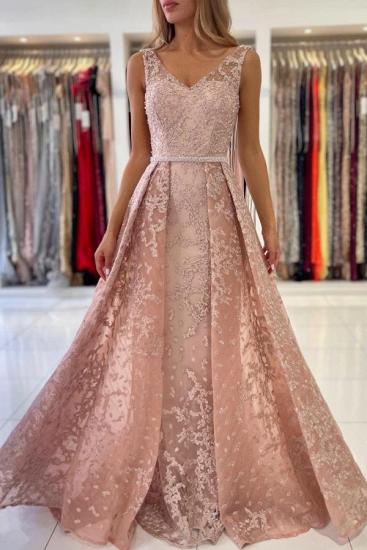 V-Neck Sleeveless A-line Prom Dresses Elegant