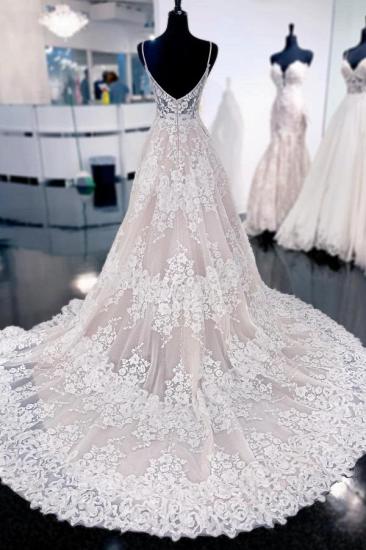 Sexy A-line Sleeveless Lace Backless Wedding Dress_2