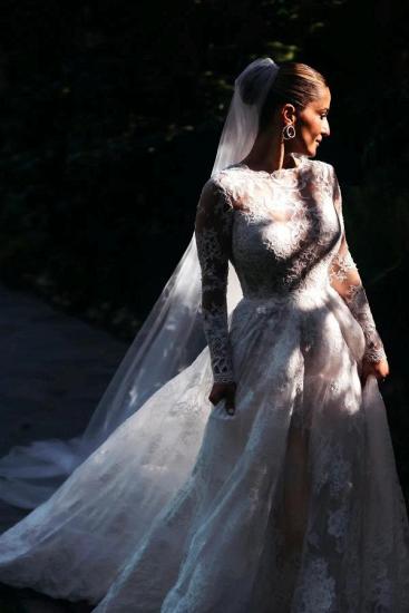 Designer A-Line Lace Long-Sleeve Long-Sleeve Wedding Dress