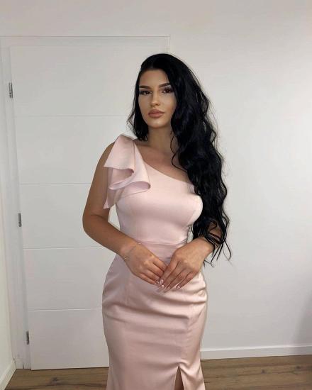 Satin One Shoulder Front Slit Front Drop Ball Gown_4